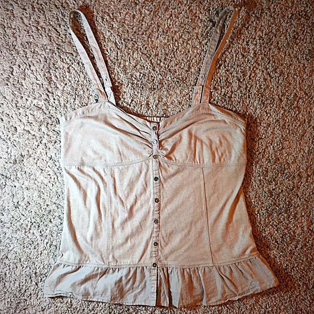 Aeo Gray Button Up Tank Top Small